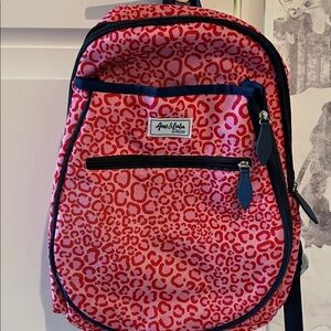 Pink Leopard Print Backpack for Tennis Racquets